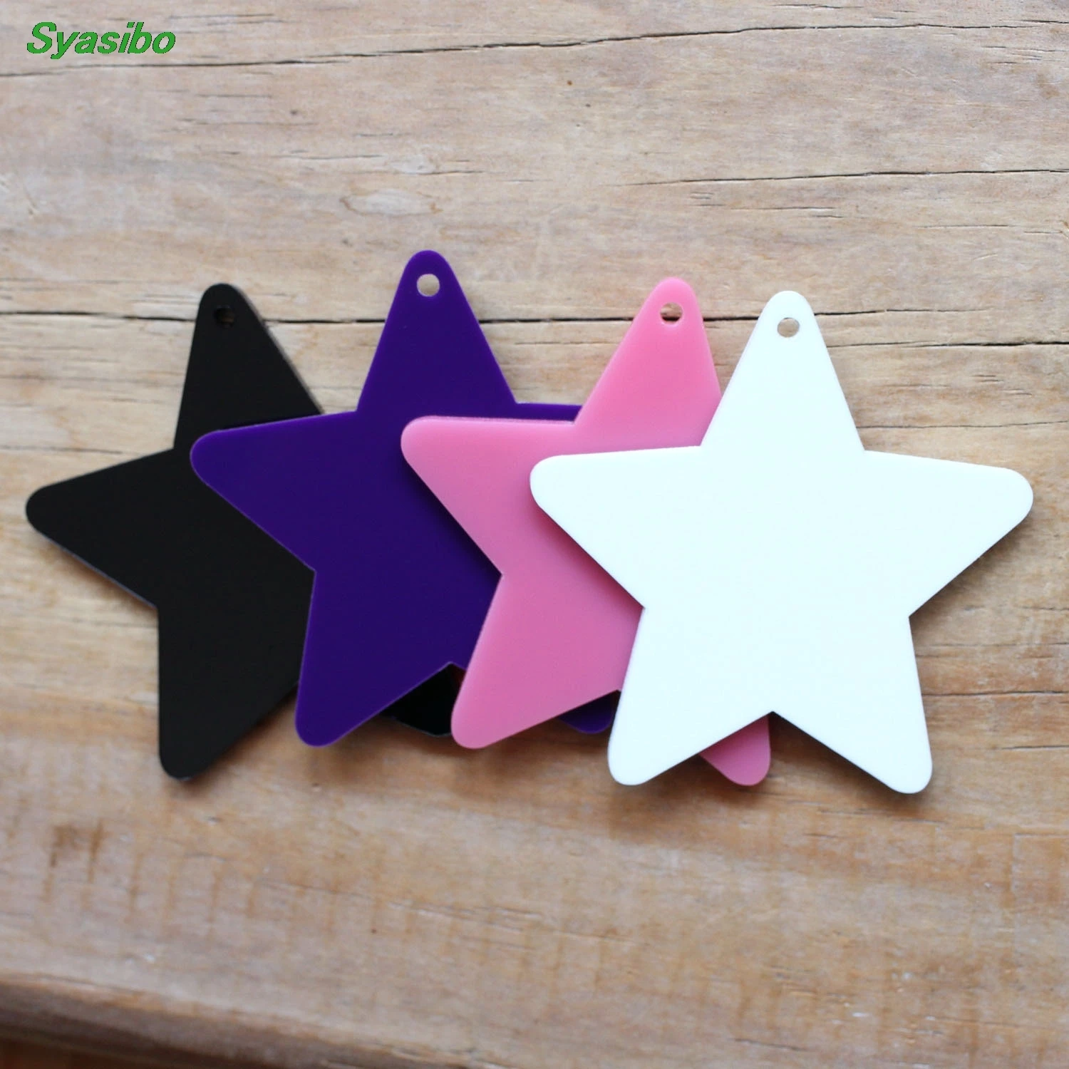 

50mm Acrylic Star Keychains Black, White, Pink, Dark Purple Laser Cut Party Ornaments 2"-AC1105