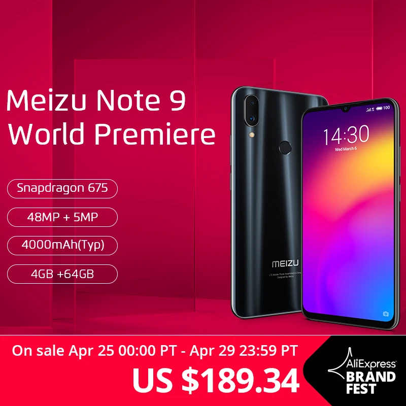 Meizu Note 9 4GB 64GB Глобальная версия.