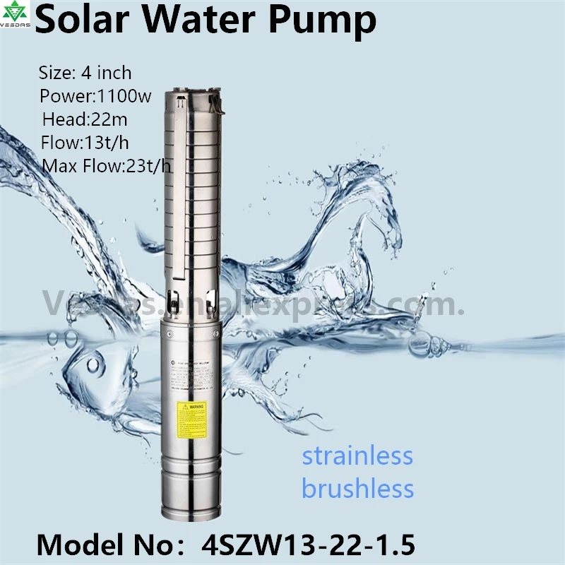 

4Inch 1500W AC220V DC300V with Permanent Magnet Synchronous Motor Flow 13T/H Head 22M for Farm Deep Well Solar Water Pump
