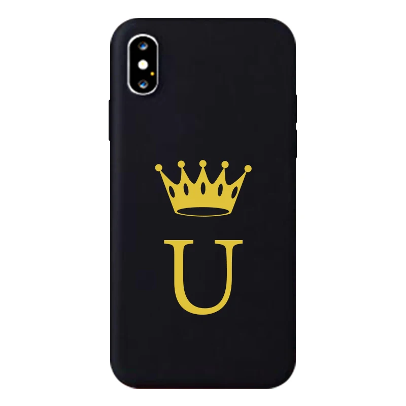 GYKZ Fashion Gold Crown Letter Couple Case For Huawei Mate 20 Pro P20 P30 Lite Black Silicone Soft Phone Cover For Samsung S8 S9