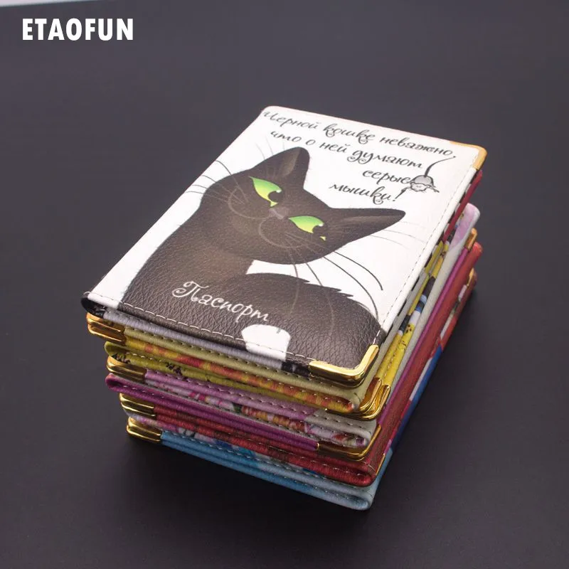 

Etaofun high quality cartoon cat passport card holder, 2018 famous brand new arrivals passport cover, women travel passport case