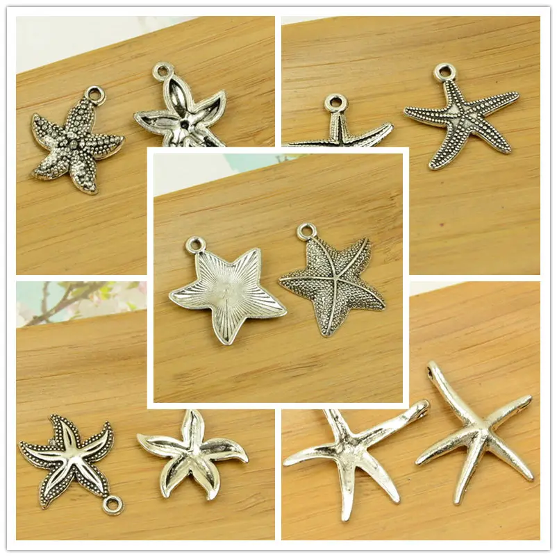 

starfish/sea star pendant ocean animal charm silver diy jewerly making accessories findings bracelet choker hot free shipping