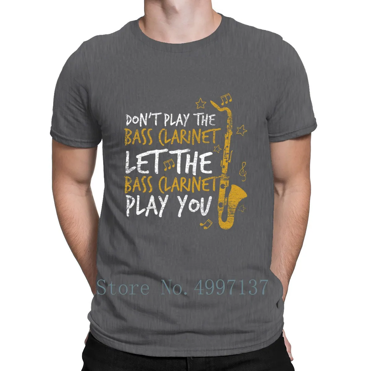 Футболка с надписью Let The Bass Clarinet Play You 100% хлопок базовая Летняя вязаная футболка