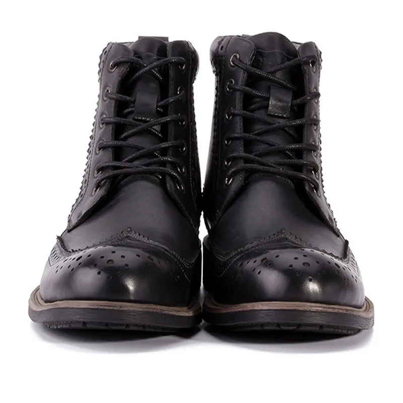 Обувь с перфорацией типа «броги»; мужская обувь на шнуровке; повседневные ботильоны из натуральной кожи; высокие рабочие ботинки; botas hombre; высокое качество; Chaussure