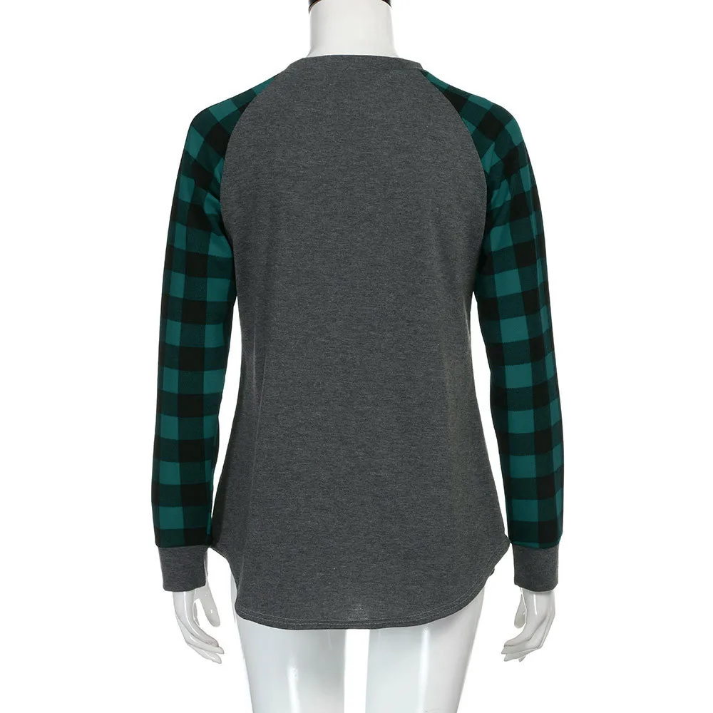 Свободные женские топы в шотландскую клетку с длинным рукавом|sweatshirt pullover|hoodie