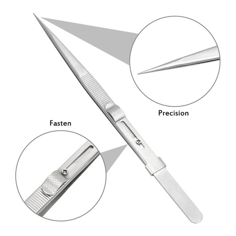 Adjustable Slide lock Anti-static Tweezers For Jewelry Electronic Component Repair Hand Tools