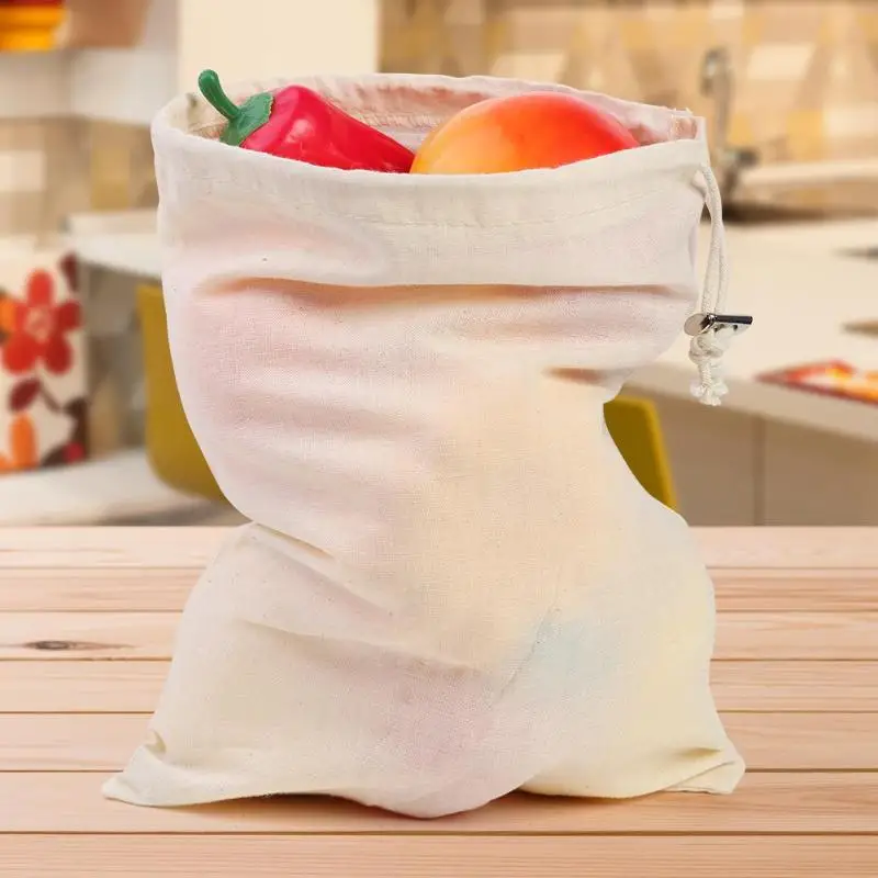 Многоразовые 1 шт. портативные экологически чистые хлопчатобумажные кухонные мешки для хранения фруктов и овощей 250x200 мм
