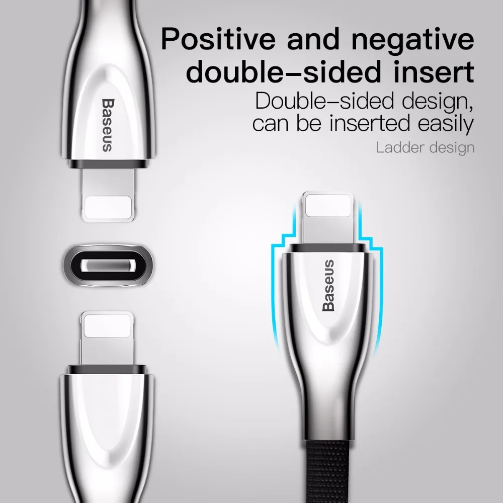 USB кабель Baseus металлический из цинкового сплава для iPhone X 8 7 6 5 быстрой зарядки iPad