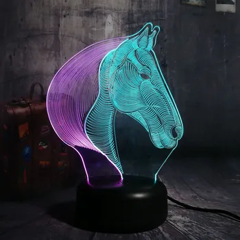 

Double Mixed Dual Colors Animal Horse Head LED Night Lihgt 7 Colors Change Christmas Gift for Kids Novelty Home Decor Table Lamp