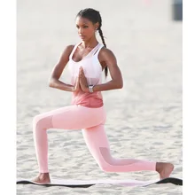 Розовый полый женский тонкий Йога наборы жилет+ брюки+ бюстгальтер Sleevele тренажерный зал эластичный бег спортивный костюм одежда Спортивные Леггинсы Фитнес Йога