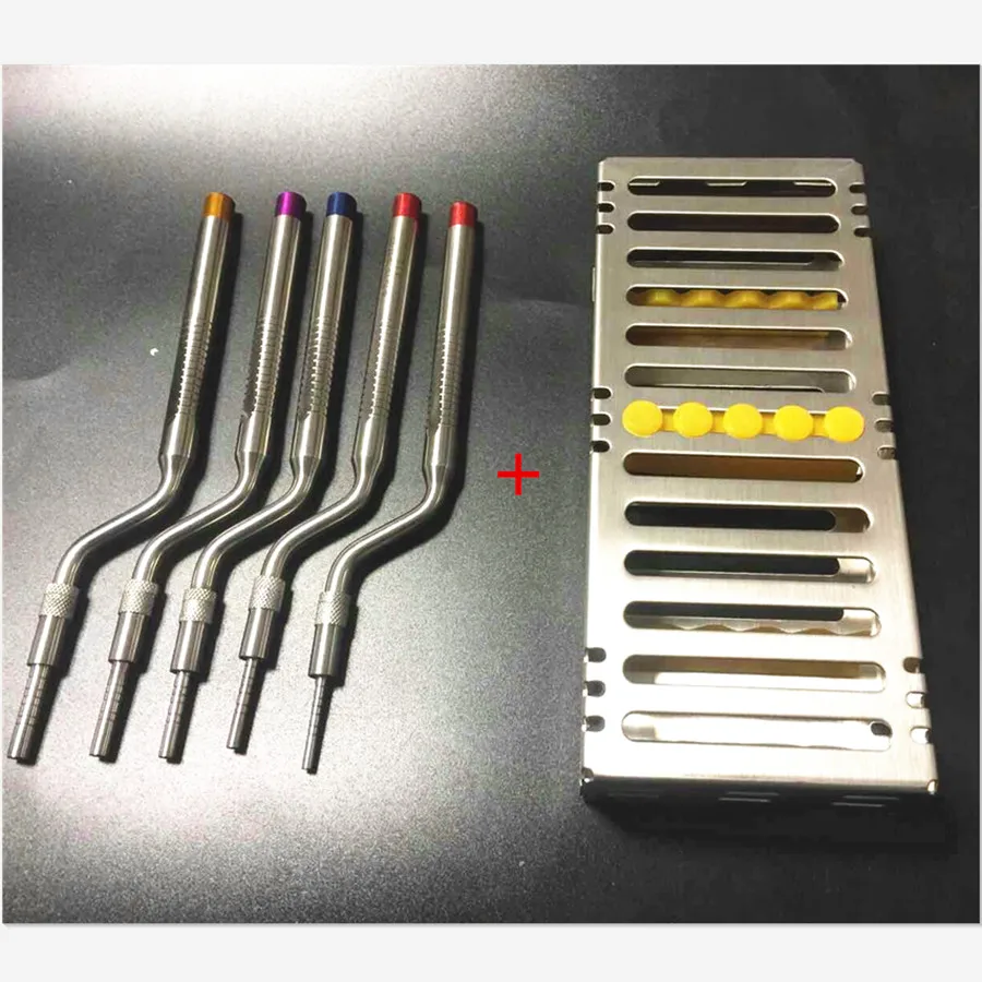  5 Pcs Set Dental Implant Osteotome Instruments Sinus Lift Bended with Cassette Case (Concave Tips)