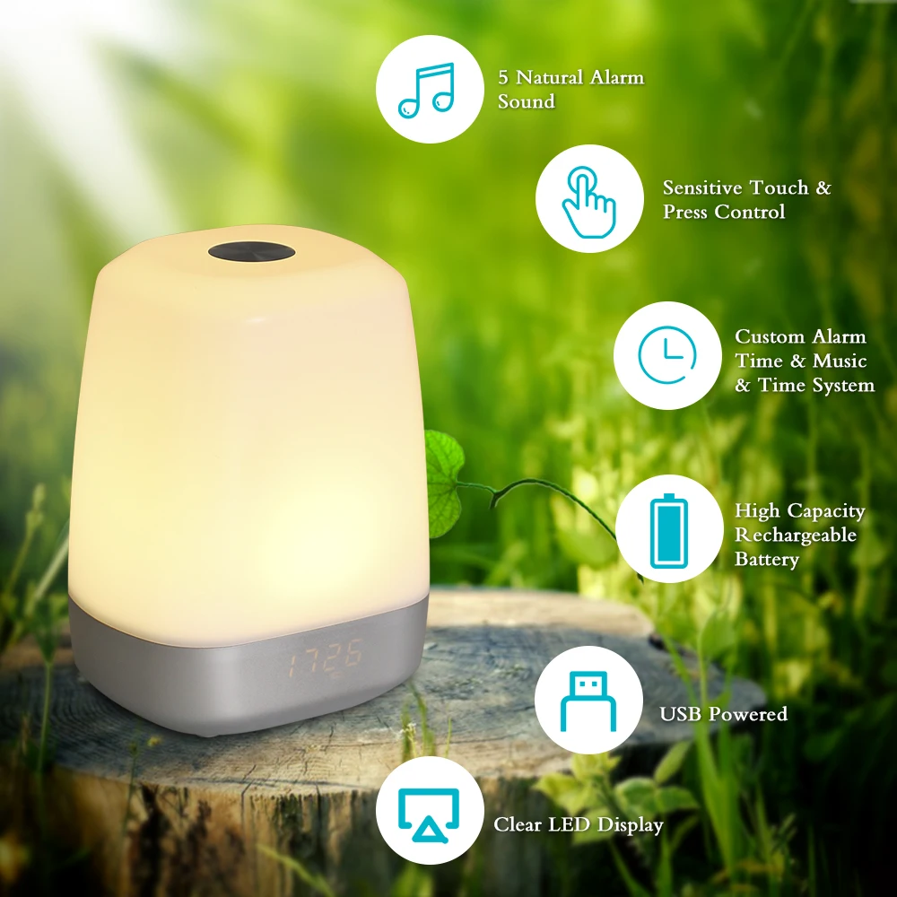 

DC5V 3W Night Light USB Powered Operated Music Wake Up Adjustable Brightness Dimmable 3 Levels Warm White Lamp Color Christmas