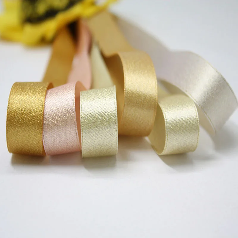 11/2 " Double Face Satin Ribbons Gold Glitter Satin Ribbon 38mm 20