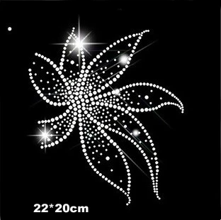 2pc/lot White flower hot fix rhinestones design hot fix ...