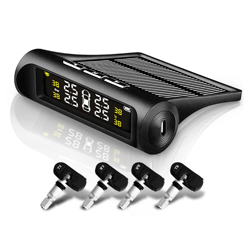 

Car Smart Solar TPMS Tyre Pressure Monitor System Wireless Power Digital LCD Display Auto Security Alarm Tyre Realtime Warning