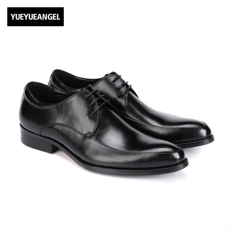 

Pointed Toe Lace Up Mens Dress Shoes Male Footwear Autumn New Fashion Genuine Leather British Retro Plus Size Top Quality Brand