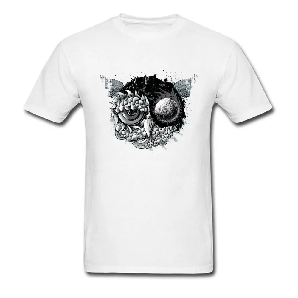 Normal Labor Day 100% Cotton Crewneck Tees Short Sleeve Simple Style Tops Shirts 2018 New Print T Shirt Free Shipping Owl Day & Owl Night 5801 white