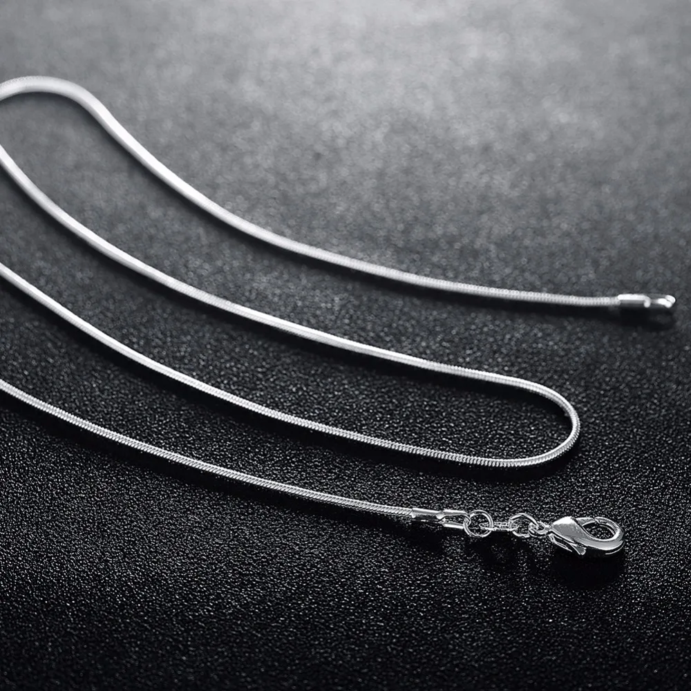 16-30inches wholesale 50pcs Charms wedding 1MM Snake chain silver color cute for women men necklace jewelry silver fashion cute