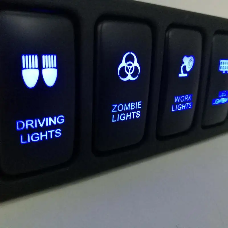 Автомобильный светодиодный кулисный переключатель Панель 12 V с 4 кнопками синий светодиодный на включения/выключения кулисный переключатель Панель w/150 мм кабель для Тойота Hilux FJ CRUISER Hilux VIGO toyota кнопки