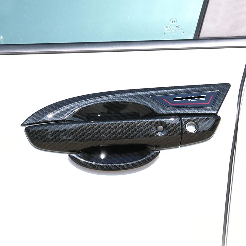 

ABS Carbon Fiber Exterior Door Handle Shell Exterior Door Bowl Decorative Accessories For Honda Civic 2016 2017 2018 Car Styling