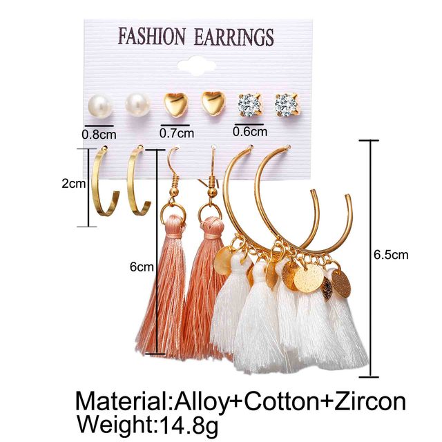 Bohemian Geometric Big Earrings sets For women Boho Tassel Long Drop Dangle Gold colors Earring Fashion Jewelry Dropshipping