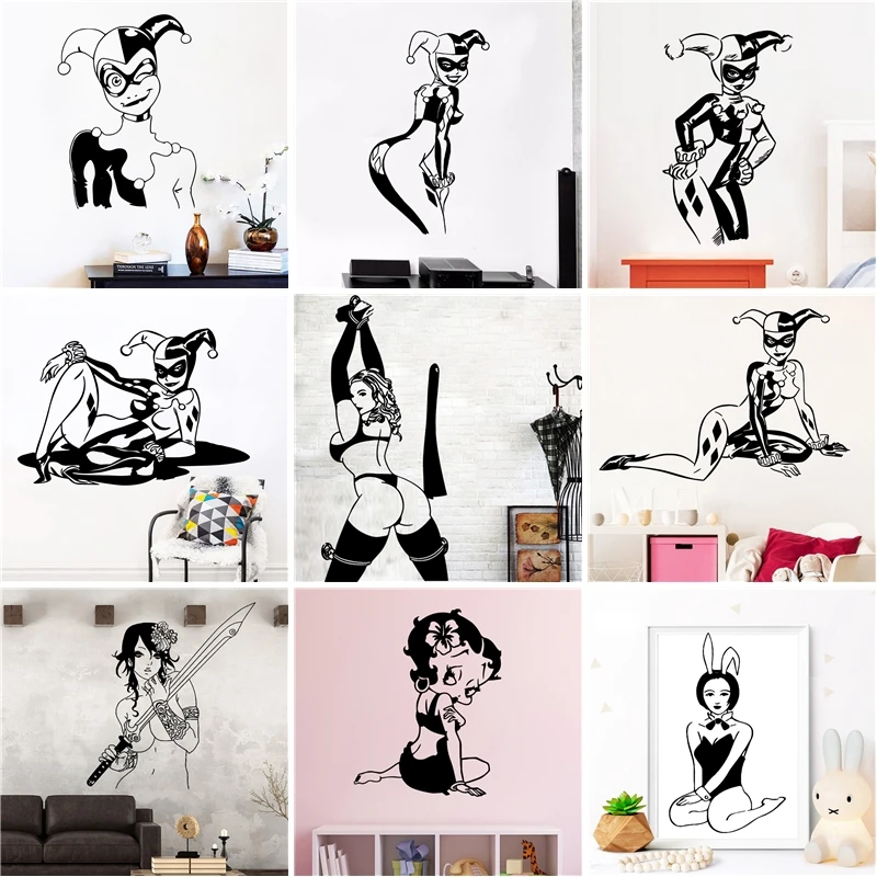 

NEW Sexy Women Cartoon Girls Vinyl Wallpaper Decoration For Girls Bedroom Accessories Decals Vinyl Art Decals
