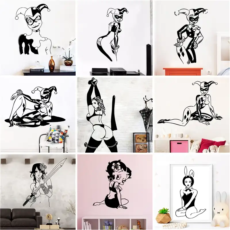 New Sexy Women Cartoon Girls Vinyl Wallpaper Decoration For Girls Bedroom Accessories Decals Vinyl Art Decals New Sexy Women Cartoon Girls Vinyl Wallpaper Decoration For Girls Bedroom Accessories Decals Vinyl Art Decals