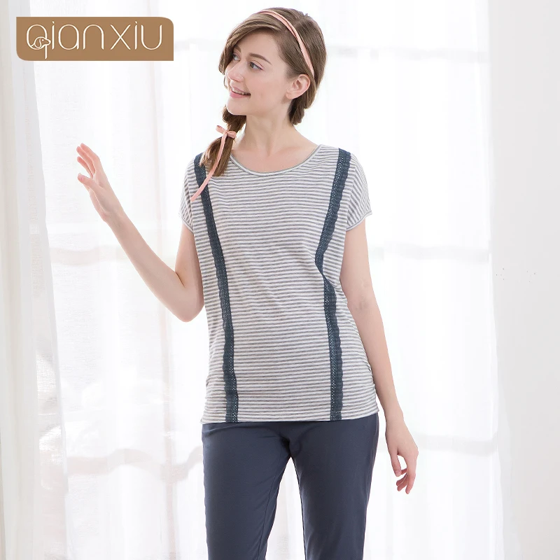 

AQianxiu Women's Short Sleeve Cropped Pants out wear hot selling 91732C