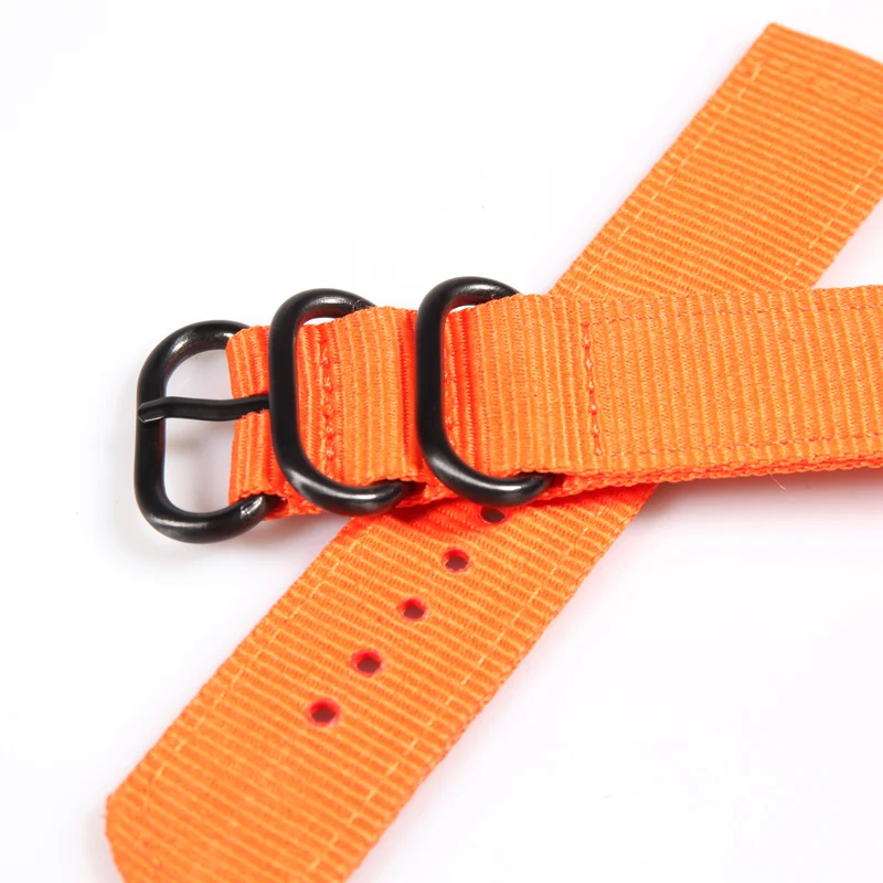 НАТО сплошной черный пряжка оранжевый 20 мм 22 24 Ремешки для наручных часов для мужчин женщин часы тканый ремешок для часов Пряжка ремни