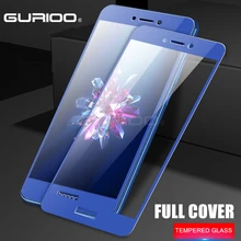 GURIOO Full cover Tempered Glass For HUAWEI honor 8 lite p8lite 2017 screen protective cover black White gold blue case 9h