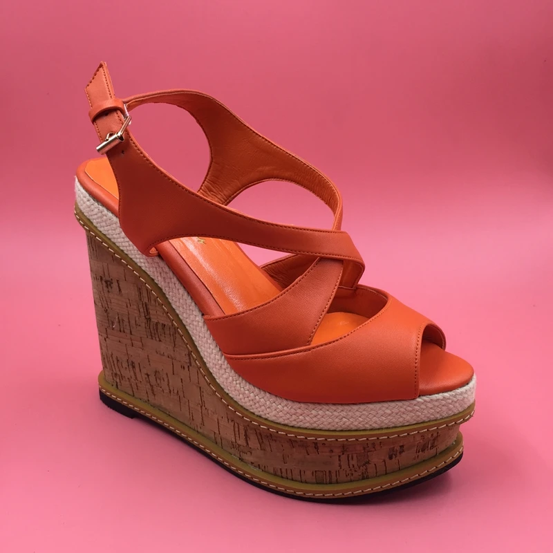 Buy Orange Women Sandals High Heel Wedges Comfortable