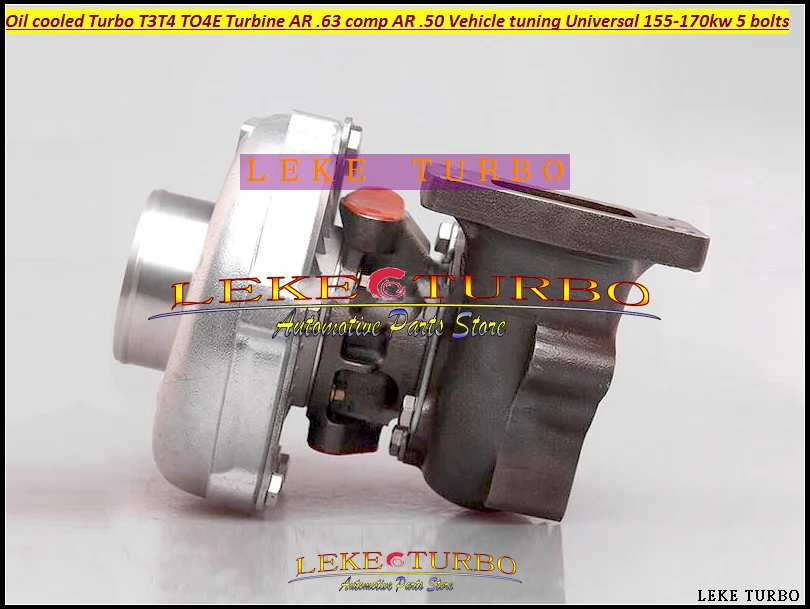 Oil cooled Turbo T3T4 T3 T4 T3T4 TO4E Turbine AR .63 comp AR .50 Turbocharger For Vehicle tuning Universal 155-170kw 5 bolts (3)