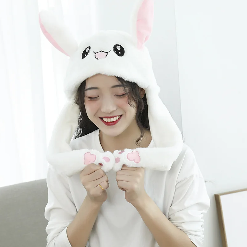 

1pc lovely warm hat plush soft Bunny mobile rabbit hat with ears Airbag Cap shooting prop gift wedding party supplies