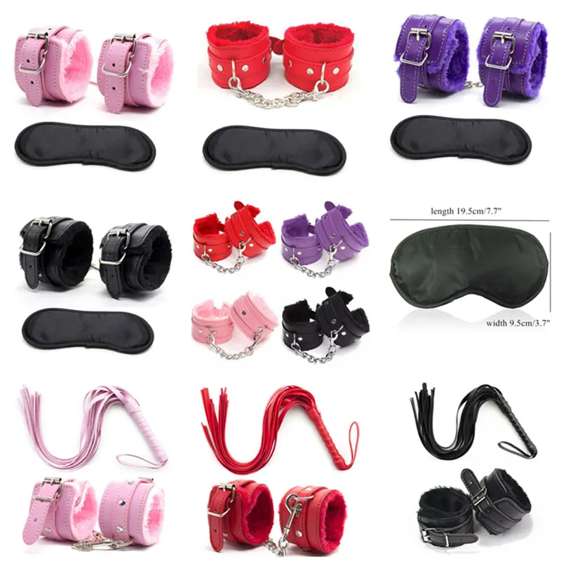 2 шт./компл. BDSM Roleplay кожаные наручники кнут эротическая маска для глаз Flogger бондаж