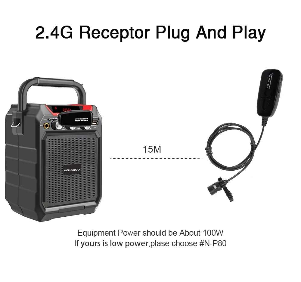 Lavalier 2.4G Wireless Microphone Clip MIC Speech Headset Megaphone Mic For Loudspeaker Teaching Meeting Tour Guide Microphone (3)