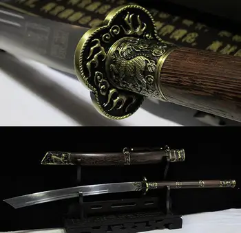 

Real Handmade Chinese KangXi saber broadsword Qing dyasty sword sharp knives Pear Wood Scabbard