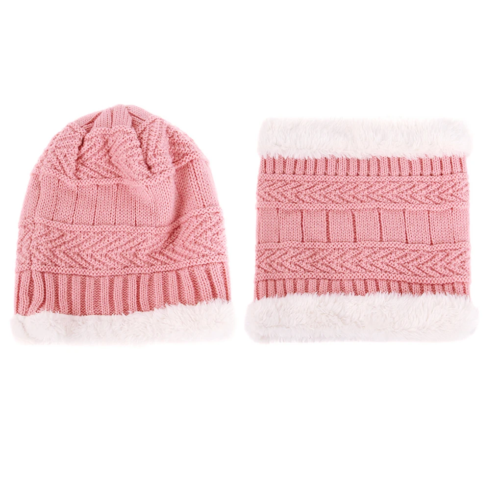 2Pcs/set Winter Autumn Kids Knit Beanie Circle Scarf Stretchy Hats Toddler Toddler Boys Girls Warm Ski Skull Cap