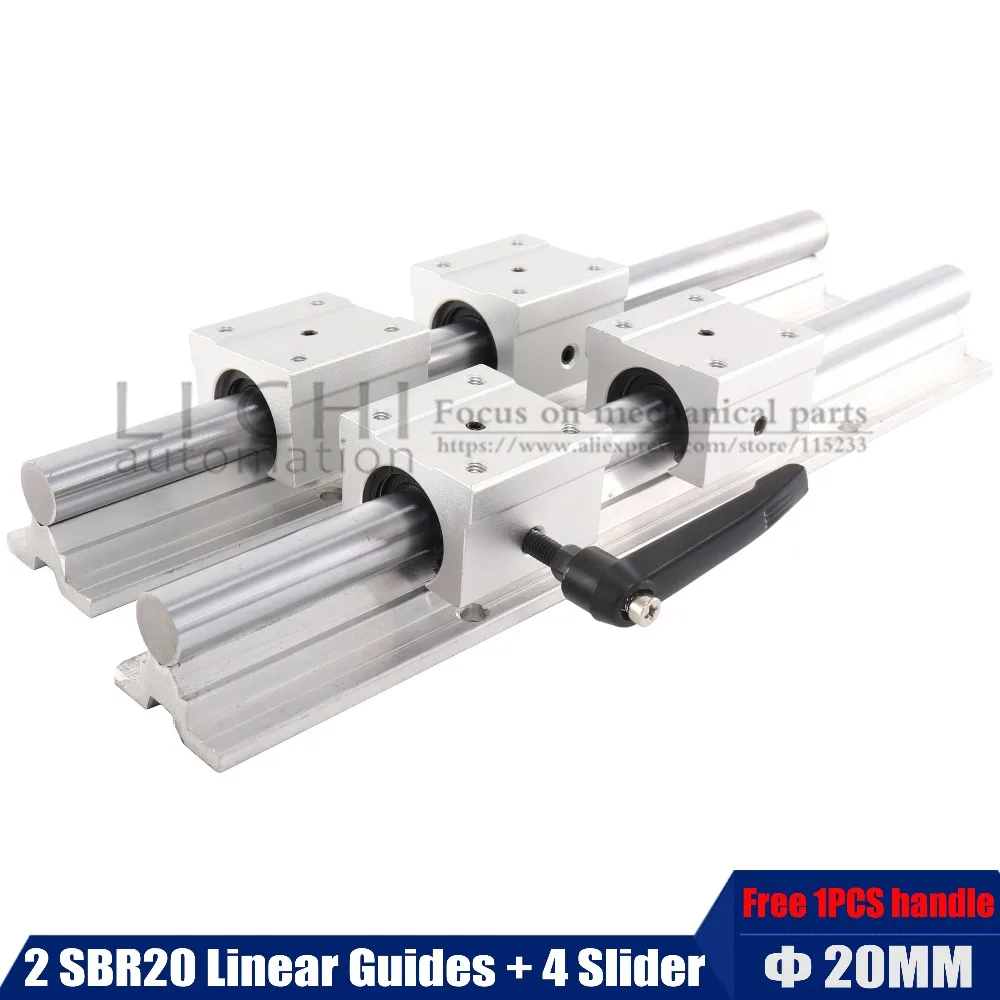 

4 pcs SBR20UU 2pcs SBR20 linear guide 20mm Linear rails Ball Bearing Block CNC Router 1500-1900mm length