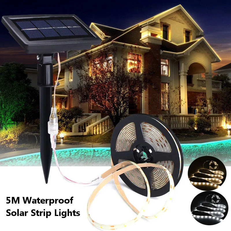 5M SMD2835 Waterproof Solar Powered LED Strip Light for Christmas Outdoor Garden Decor DC12V