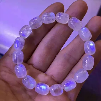 

8mm 100% Genuine Blue Light Natural Moonstone Labradorite Gems Stone Barrel Shape Crystal Bead Bracelets AAAAA For Women Lady
