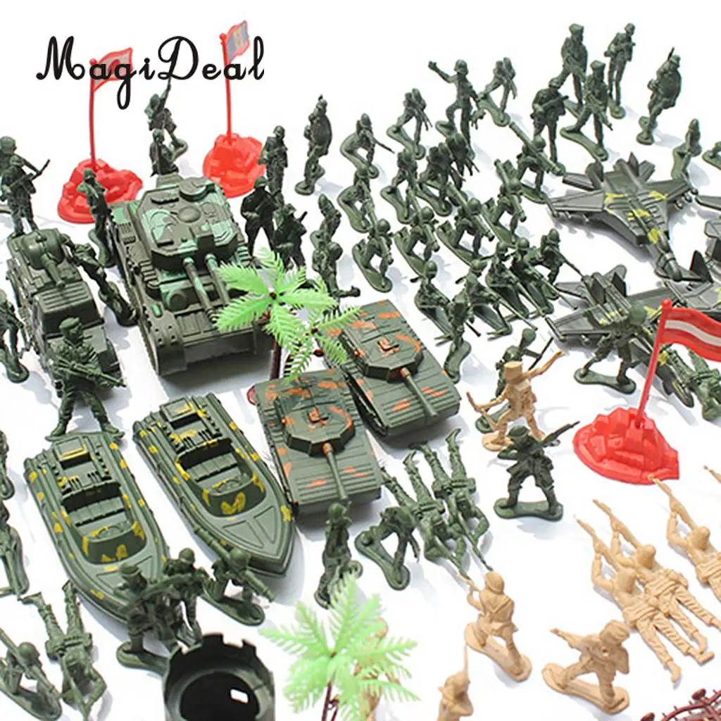 188 Pieces Army Men Playset 5cm Soldier Action Figures with Tanks Planes Flags&More Assorted Accessories Boys Kids Toys Gift
