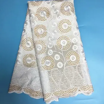 

(5yards/pc) 2017 New Arrival African Polish Coton Lace Fabric High Quality Swiss Voile Lace Fabric With Stone For Party Dress 65