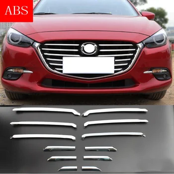 

12pcs For Mazda 3 Axela 2017 ABS chrome Front grille cover trims strips Car Styling Accessories