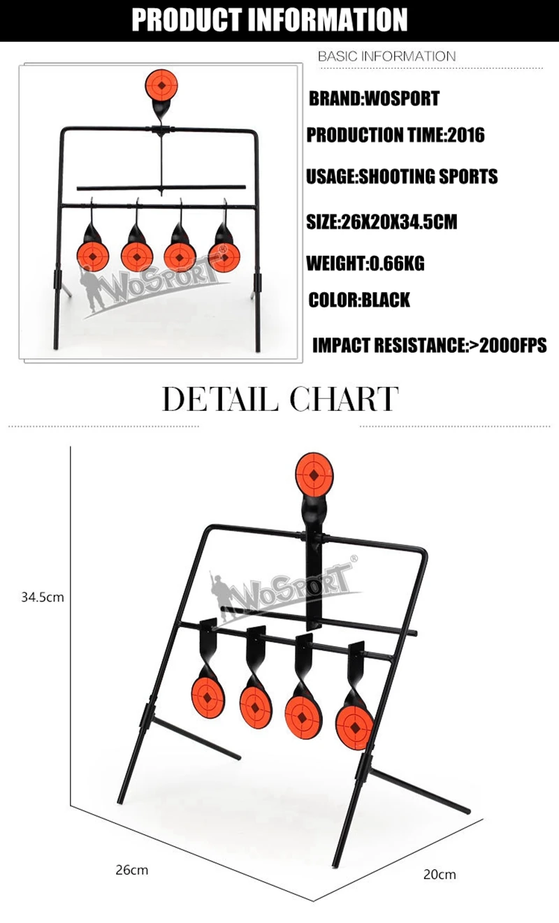 WOSPORT 5-Plate Reset Стрельба Цель Тактический Металлический Стальной Рогатка BB пистолет страйкбол Пейнтбол Стрельба из лука охота