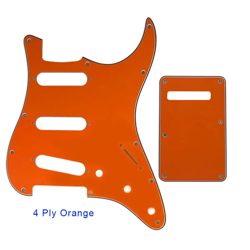 Pleroo 11 винт гитара отверстия накладку с задней пластины костюм для США/Мексика Fender Stratocaster Стандартный SSS ST царапинам - Цвет: 4 ply orange