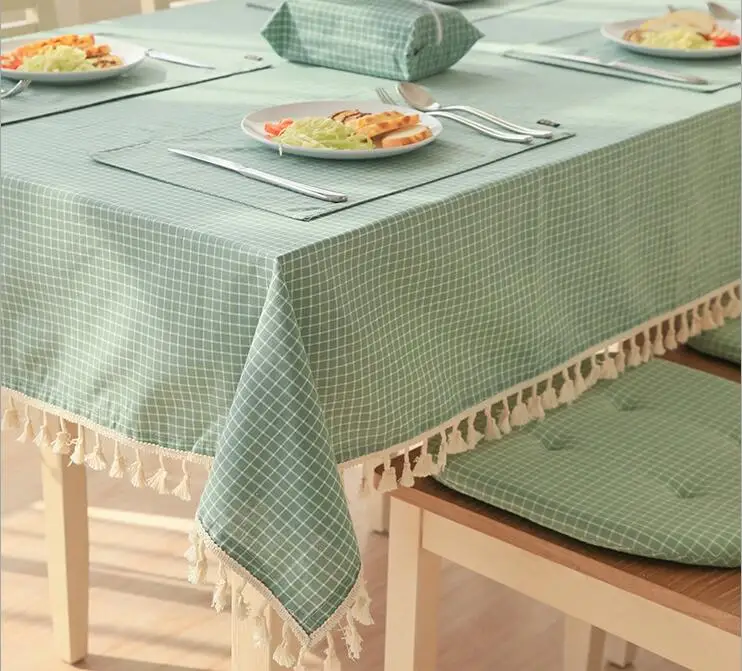 Rectangle Linen Cotton Table Cloth Home Use Party Plaid Tablecloth
