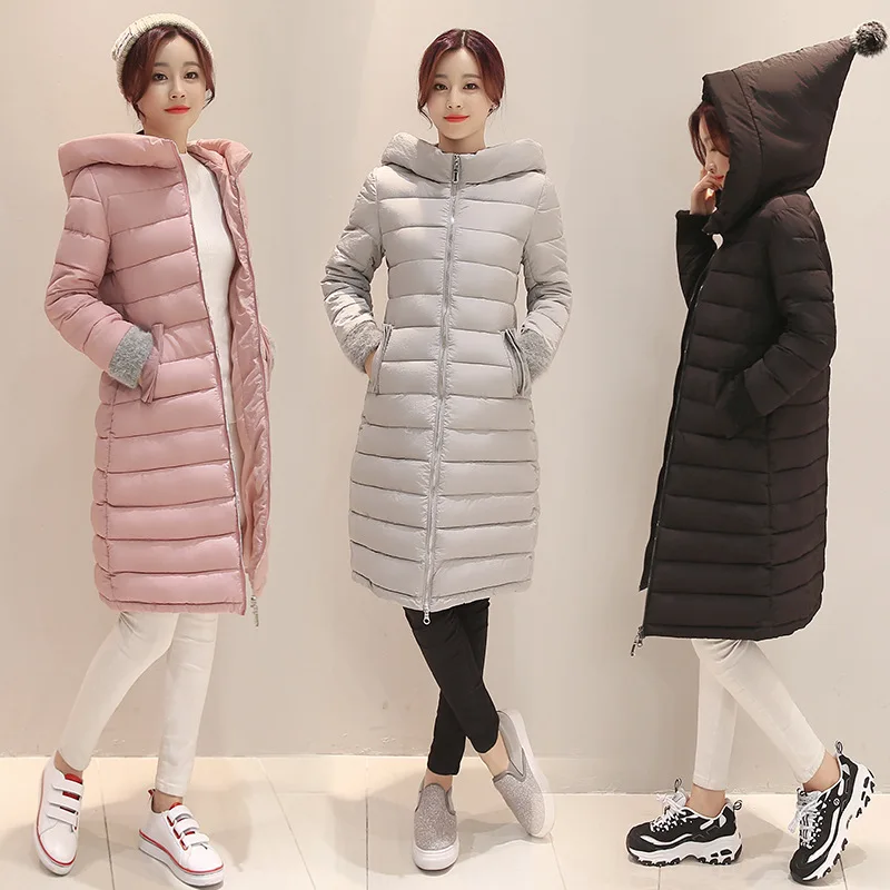 New Plus Size Winter Women Down Cotton Jacket Long Thicken Parkas Female Hooded Cotton Padded Fashion