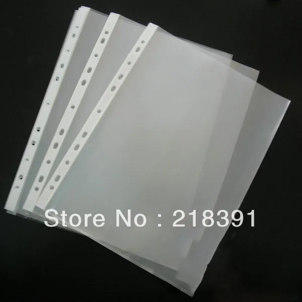 100pcs/lot 11 hole A4 size clear sheet document folder protector office ...