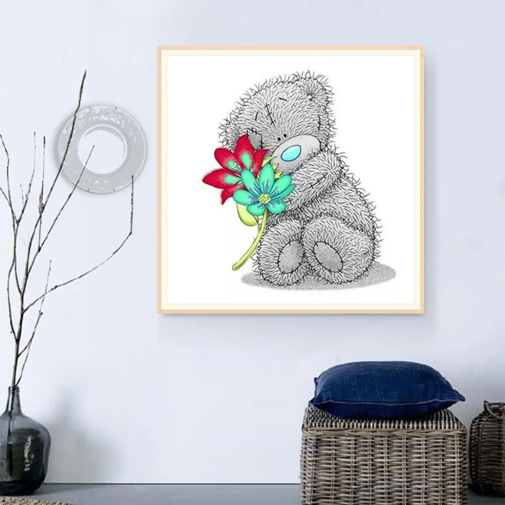 Cute Bear Diamond Painting Kit, 5D DIY Diamond Embroidery Rhinestone Cross Stitch Painting Home Decor for Adults Paint By Number