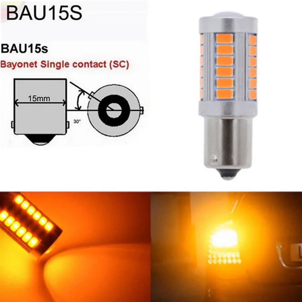 

2pieces 1156 BAU15S PY21W 150 Degree 33 SMD 5630 1056 Orange Red CAR LED Parking Lamp Brake Turn Signal Light 12V 33-SMD 5630
